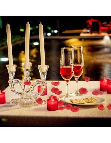 LANKER Paquete de 12 Velas LED Rojas Sin Llama para Decoración