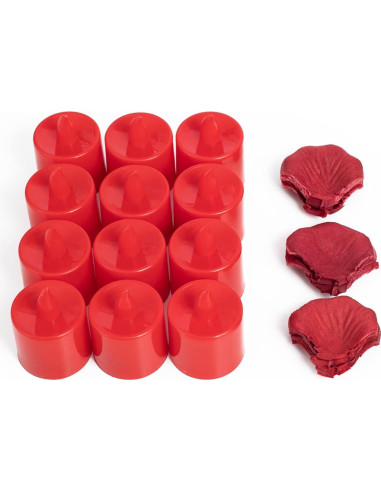 LANKER Paquete de 12 Velas LED Rojas Sin Llama para Decoración