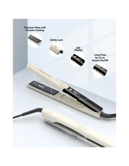 Plancha de Pelo ANNLARY 1 Pulgada Iónica Cerámica Doble Voltaje