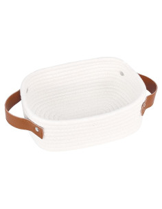 Cesta de Almacenamiento Pequeña ABenkle, Algodón Blanco
