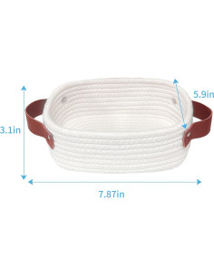 Cesta de Almacenamiento Pequeña ABenkle, Algodón Blanco 2