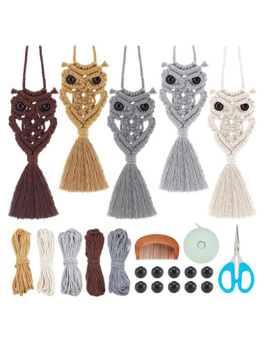 Kit de Macrame Boho ACRNIGHEET Colgante de Búho 5 Piezas