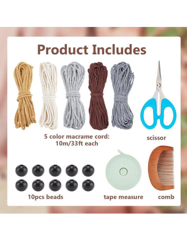 Kit de Macrame Boho ACRNIGHEET Colgante de Búho 5 Piezas
