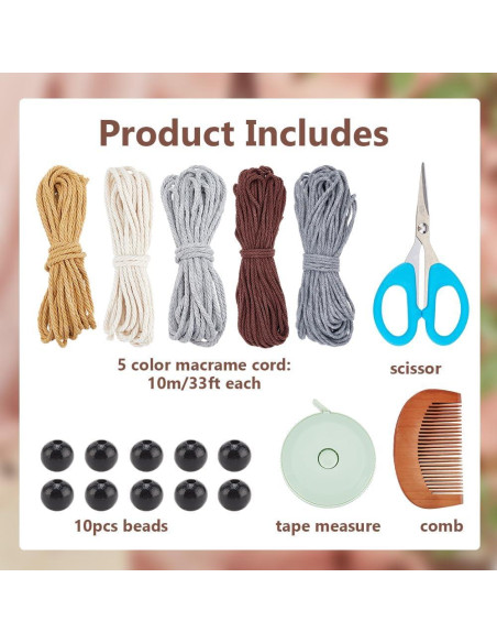Kit de Macrame Boho ACRNIGHEET Colgante de Búho 5 Piezas