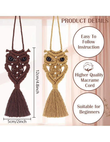 Kit de Macrame Boho ACRNIGHEET Colgante de Búho 5 Piezas