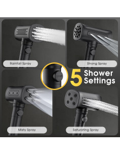 Cabezal de Ducha Filtrado SANISANO Alta Presión 5 Modos 150 cm 2