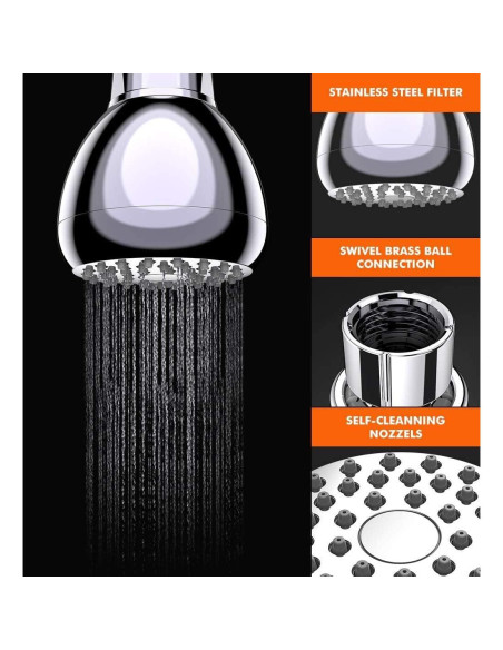 Cabezal de Ducha Alta Presión WASSA 7.62 cm Acero Inoxidable