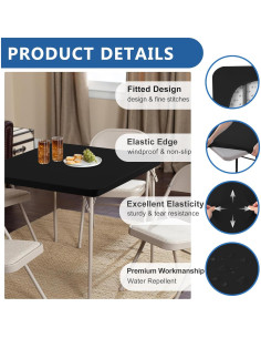 Mantel Cuadrado Ajustado Enjoyidea Negro 86.36x86.36 cm - 2 Piezas 2