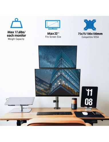 Soporte Doble Vertical para Monitores MOUNTUP MU3004 32" Ajustable