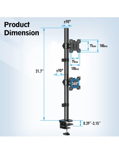 Soporte Doble Vertical para Monitores MOUNTUP MU3004 32" Ajustable
