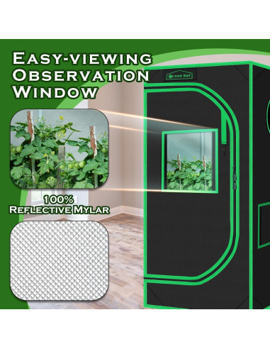 Carpa de Cultivo Interior Green Hut 60x60x120 cm 600D Mylar