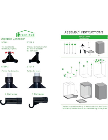 Carpa de Cultivo Interior Green Hut 60x60x120 cm 600D Mylar