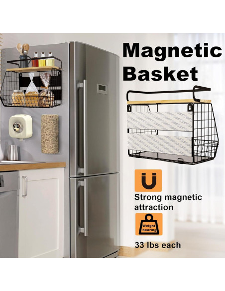 Estante Magnético DecorDudz para Nevera con Tapa de Madera Estante Magnético DecorDudz para Nevera con Tapa de Madera