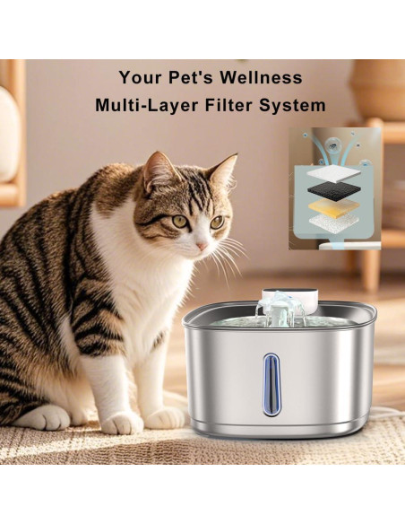 Fuente de Agua Inalámbrica GinGine 3.2L Acero Inoxidable