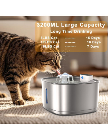 Fuente de Agua Inalámbrica GinGine 3.2L Acero Inoxidable