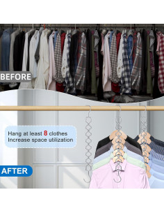 6 Perchas Ahorra Espacio Besslly de Metal Colapsables 10kg 2