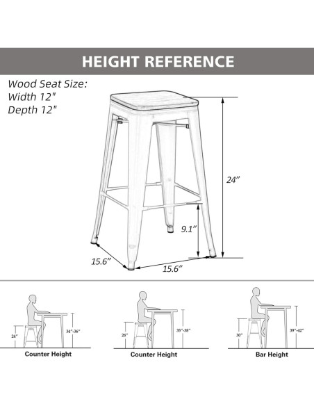 Set de 4 Taburetes de Bar Metálicos Yongqiang 61 cm Blanco Crema Set de 4 Taburetes de Bar Metálicos Yongqiang 61 cm Blanco Crema