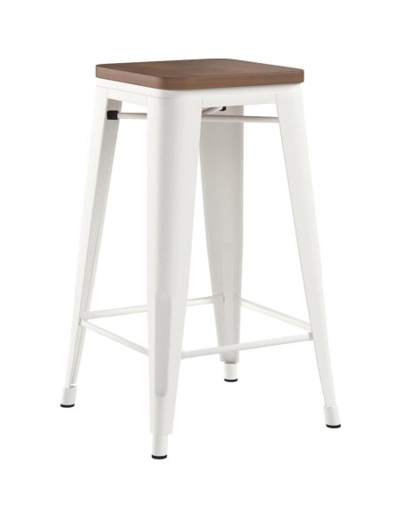 Set de 4 Taburetes de Bar Metálicos Yongqiang 61 cm Blanco Crema Set de 4 Taburetes de Bar Metálicos Yongqiang 61 cm Blanco Crema