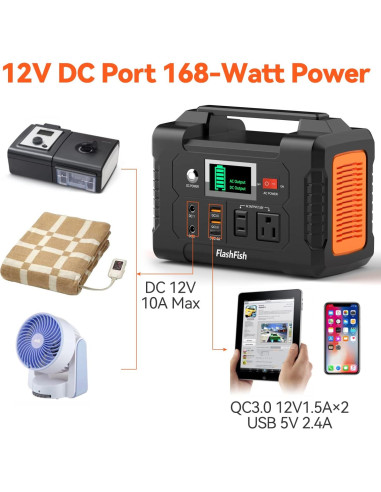 Generador Solar Portátil FlashFish E200 151Wh 200W AC/DC