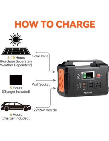 Generador Solar Portátil FlashFish E200 151Wh 200W AC/DC