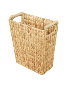 Cesta de Basura de Mimbre Coeusy 22L con Mango de Madera