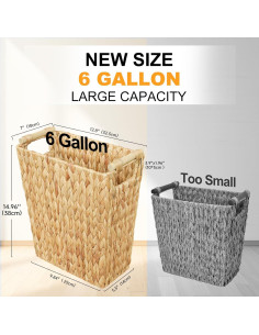 Cesta de Basura de Mimbre Coeusy 22L con Mango de Madera 2