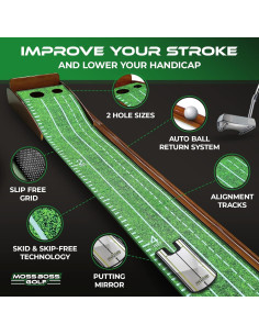 Alfombra de Putting Moss Boss Golf 289,56 cm con Espejo 2