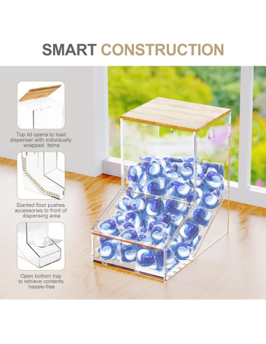 Dispensador de cápsulas de lavandería TCJJ acrílico 20.3x19.8x12.9cm