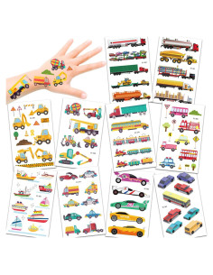 Tatuajes Temporales para Niños Konsait - 82 Piezas Vehículos