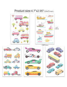Tatuajes Temporales para Niños Konsait - 82 Piezas Vehículos 2