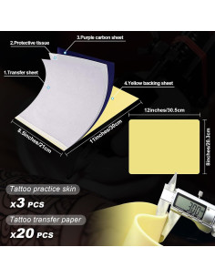 Kit de Pieles de Práctica de Tatuaje Autdor 23Pcs con Papel 2