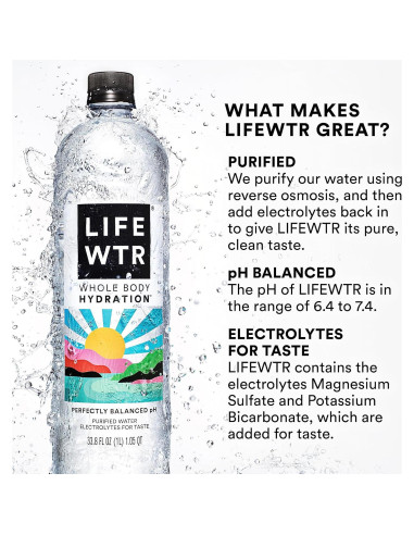Agua Purificada LIFEWTR 700ml pH Equilibrado Paquete 12