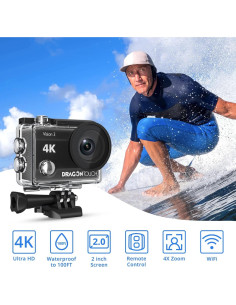 Cámara de Acción Dragon Touch 4K 20MP Impermeable 30m 2