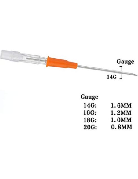 Paquete de 5 Agujas de Perforación Catéter 16G BM Acero Inoxidable