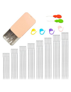 40 Agujas de Coser Eketirry Ojo Grande Acero Inoxidable