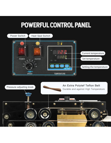Sellador de Banda Continua U.S. Solid Automático 650W PVC