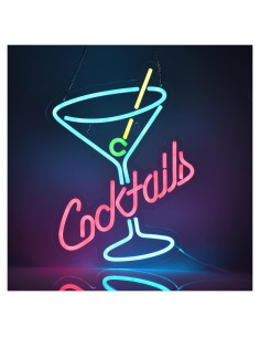 Cartel de Neón de Cócteles ZODZ 40x30 cm LED Decoración