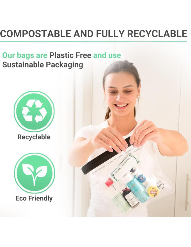 Ogato Bolsa de Aseo Transparente Aprobada por TSA - 3 Piezas