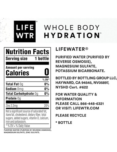 Agua Purificada LIFEWTR 700ml pH Equilibrado Paquete 12