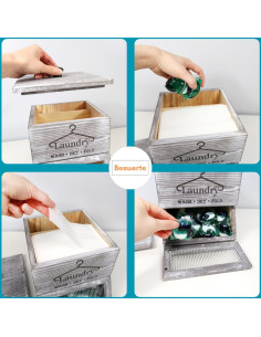 Soporte de Cápsulas de Lavandería Besuerte Madera Gris Rústico 2