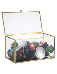 Soporte de Cápsulas de Café ELLDOO de Vidrio Dorado 21x11x11cm