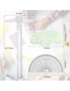 Set de Herramientas de Dibujo Frienda - 5 Piezas Plástico Transparente 2