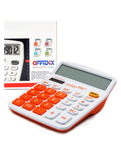 Calculadora OFFIDIX Electrónica Solar 12 Dígitos Naranja