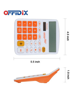 Calculadora OFFIDIX Electrónica Solar 12 Dígitos Naranja 2