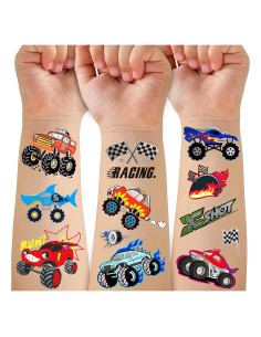 75 Tatuajes Temporales Metálicos para Niños - Camiones Monstruo