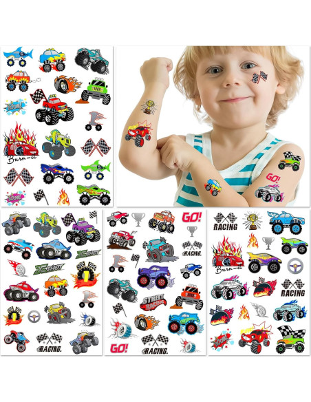 75 Tatuajes Temporales Metálicos para Niños - Camiones Monstruo 75 Tatuajes Temporales Metálicos para Niños - Camiones Monstruo
