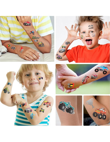 75 Tatuajes Temporales Metálicos para Niños - Camiones Monstruo