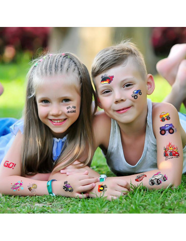 75 Tatuajes Temporales Metálicos para Niños - Camiones Monstruo