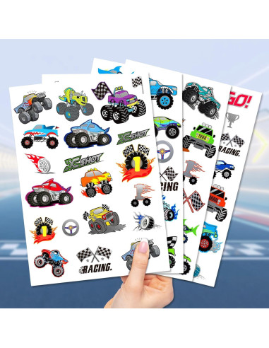 75 Tatuajes Temporales Metálicos para Niños - Camiones Monstruo