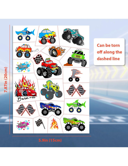 75 Tatuajes Temporales Metálicos para Niños - Camiones Monstruo 75 Tatuajes Temporales Metálicos para Niños - Camiones Monstruo